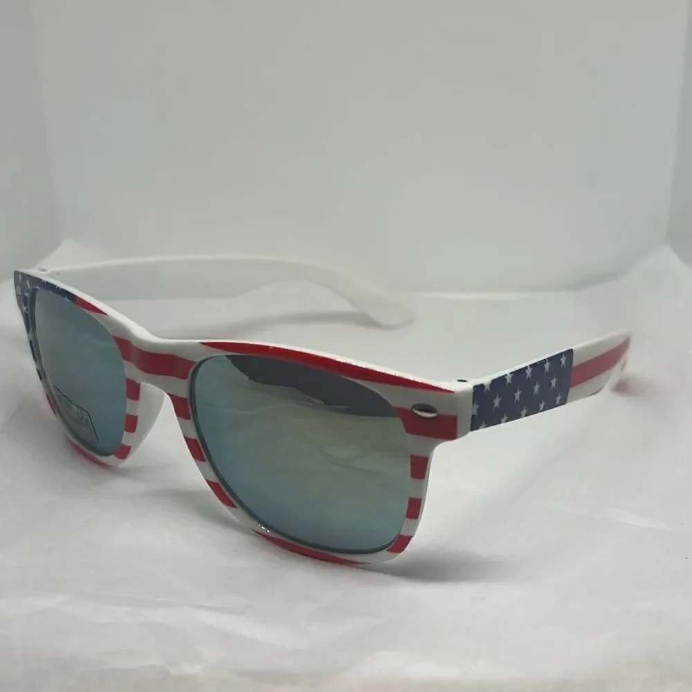 Patriotic American Flag Sunglasses – Mirrored Lenses, UV Protection